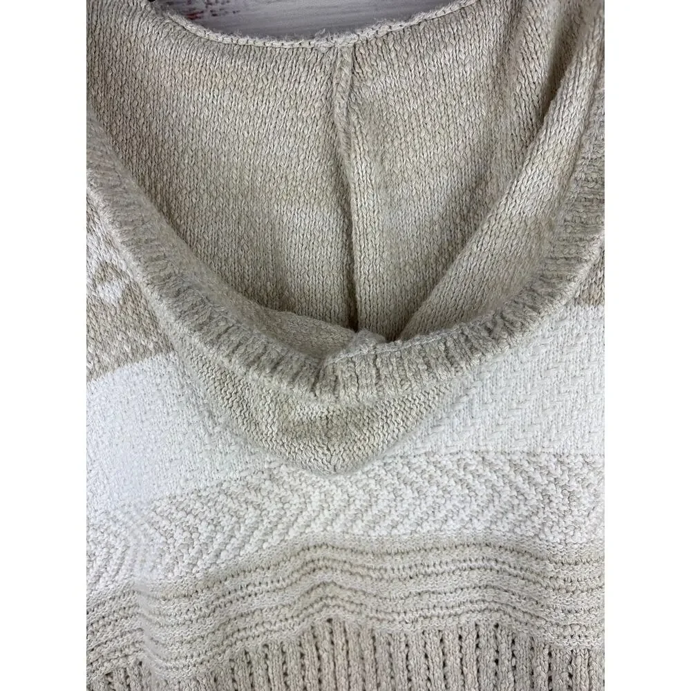 Abercrombie KIDS Color Block Tan Cream Crop Knit Sweater SS Hooded Girls 11/12
